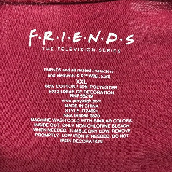 Friends Women's Long Sleeve Casual Merlot Cropped Graphic Tee Choose Sizes - Picture 5 of 7